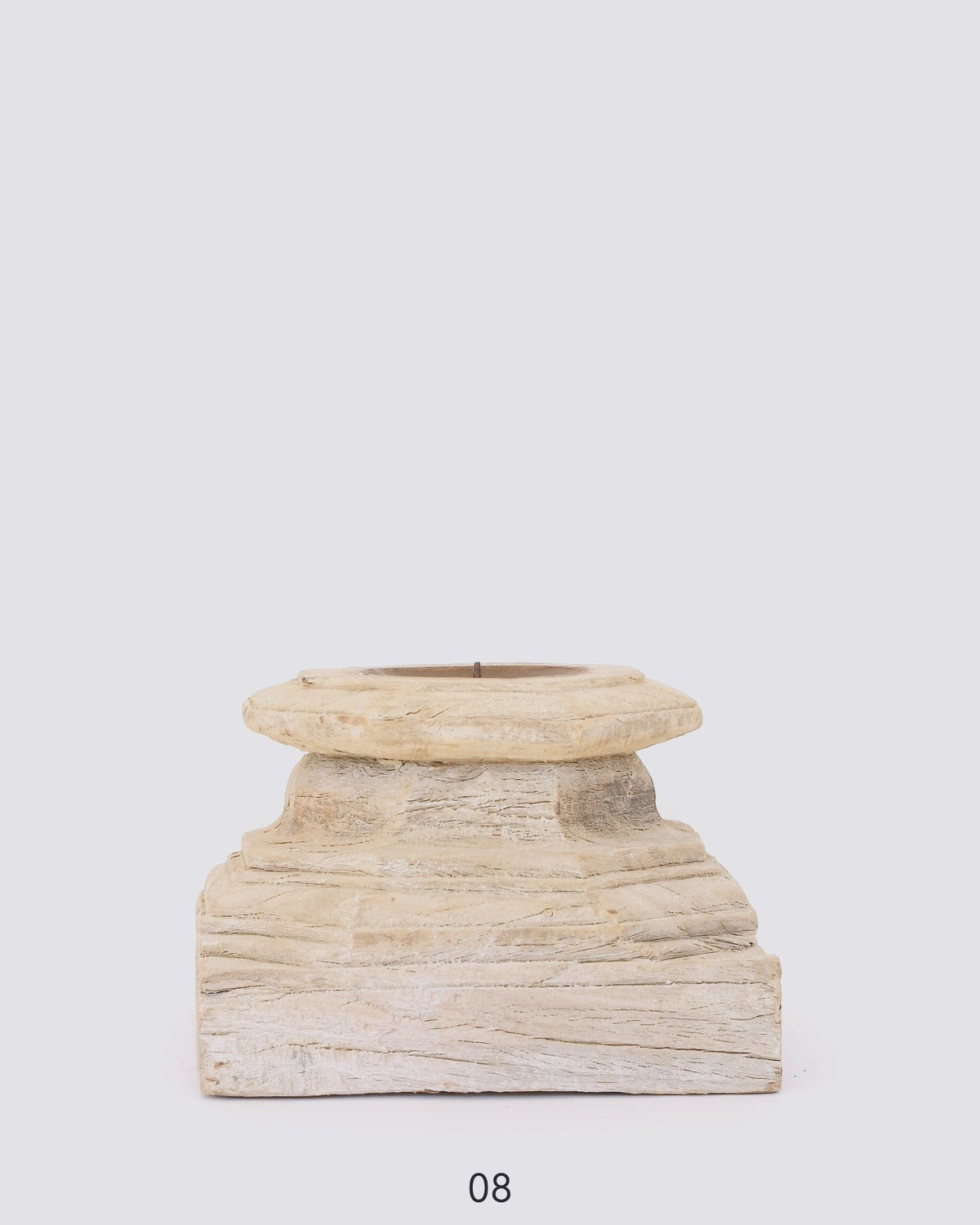 Wood Candle Stand — piece 08 (Bleach)