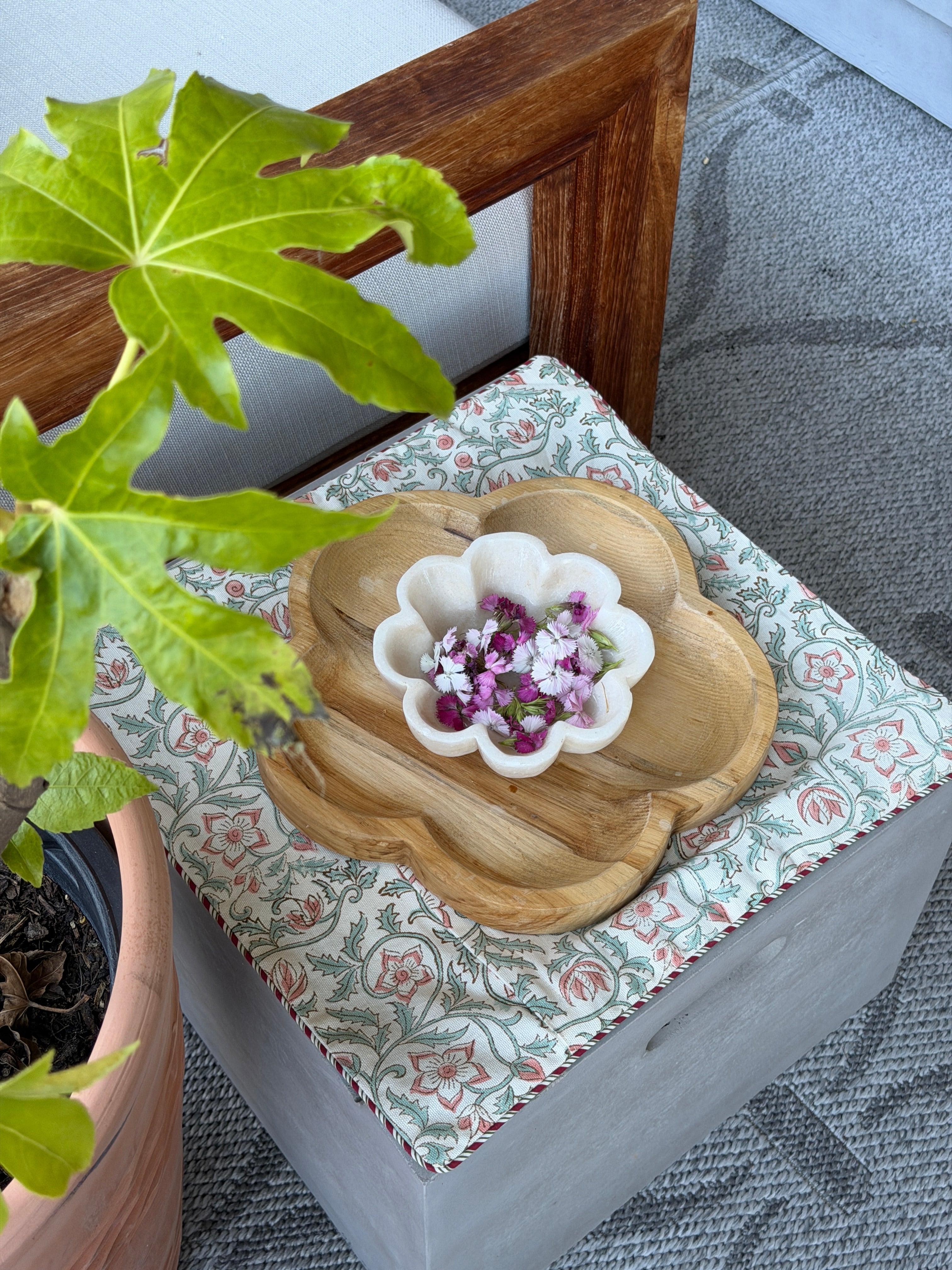Wood Flower Tray (Set of 2)