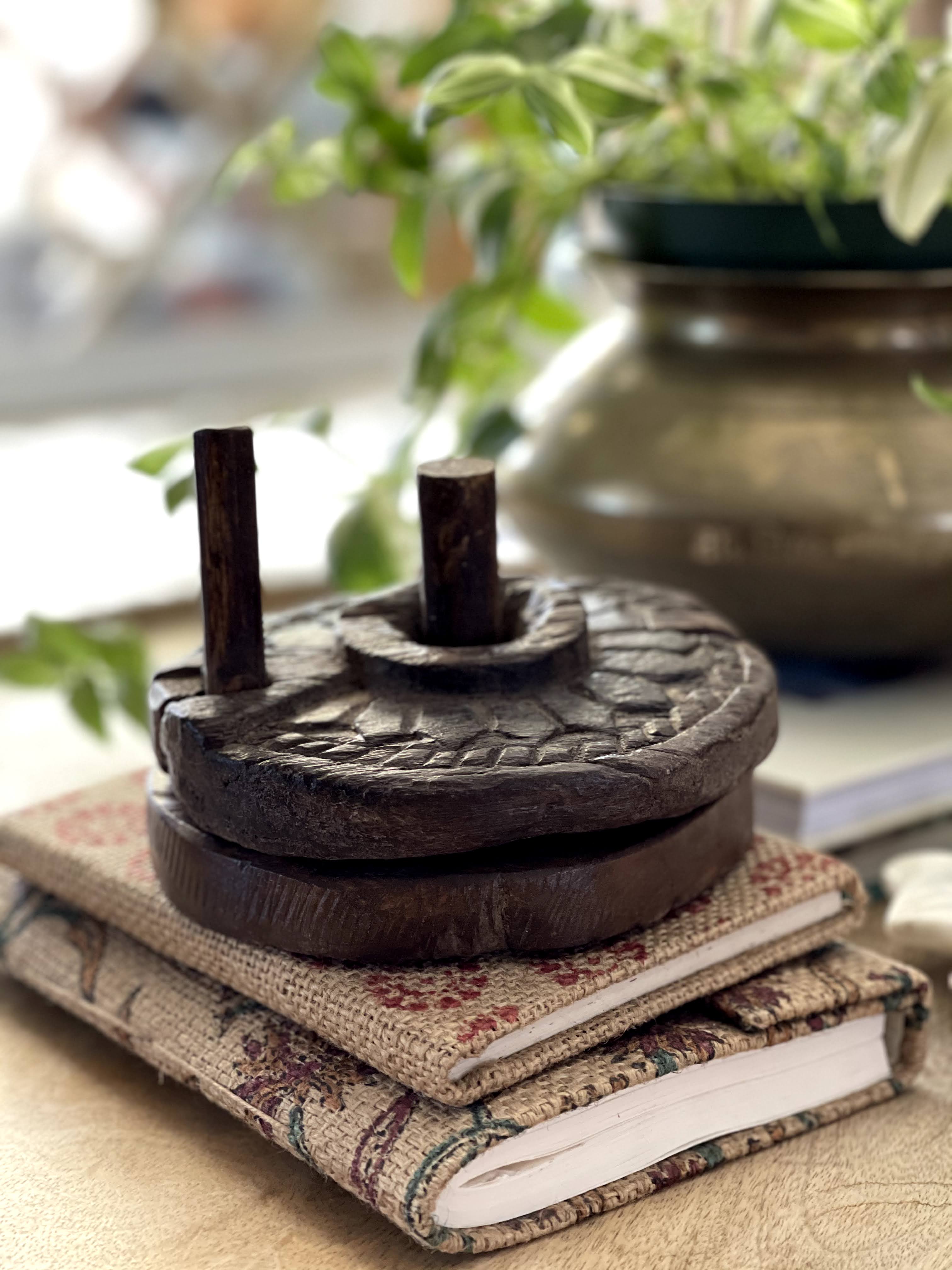 Wooden Mini Grinder Chakki