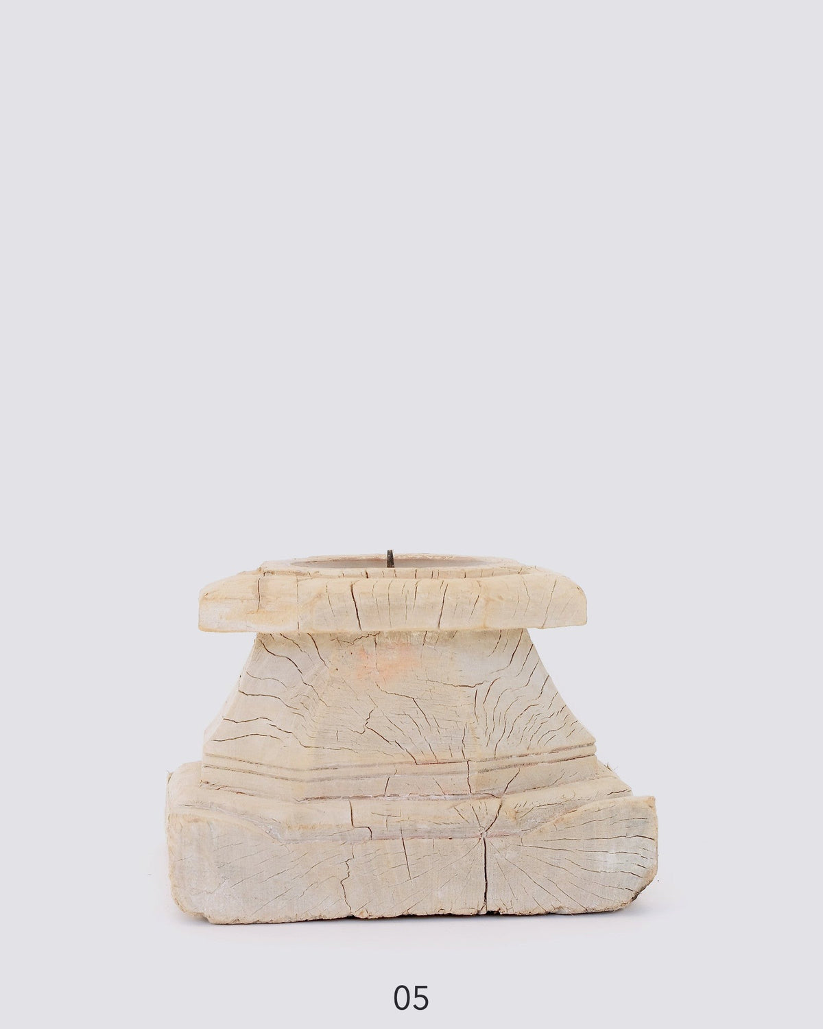 Wood Candle Stand — piece 05 (Bleach)