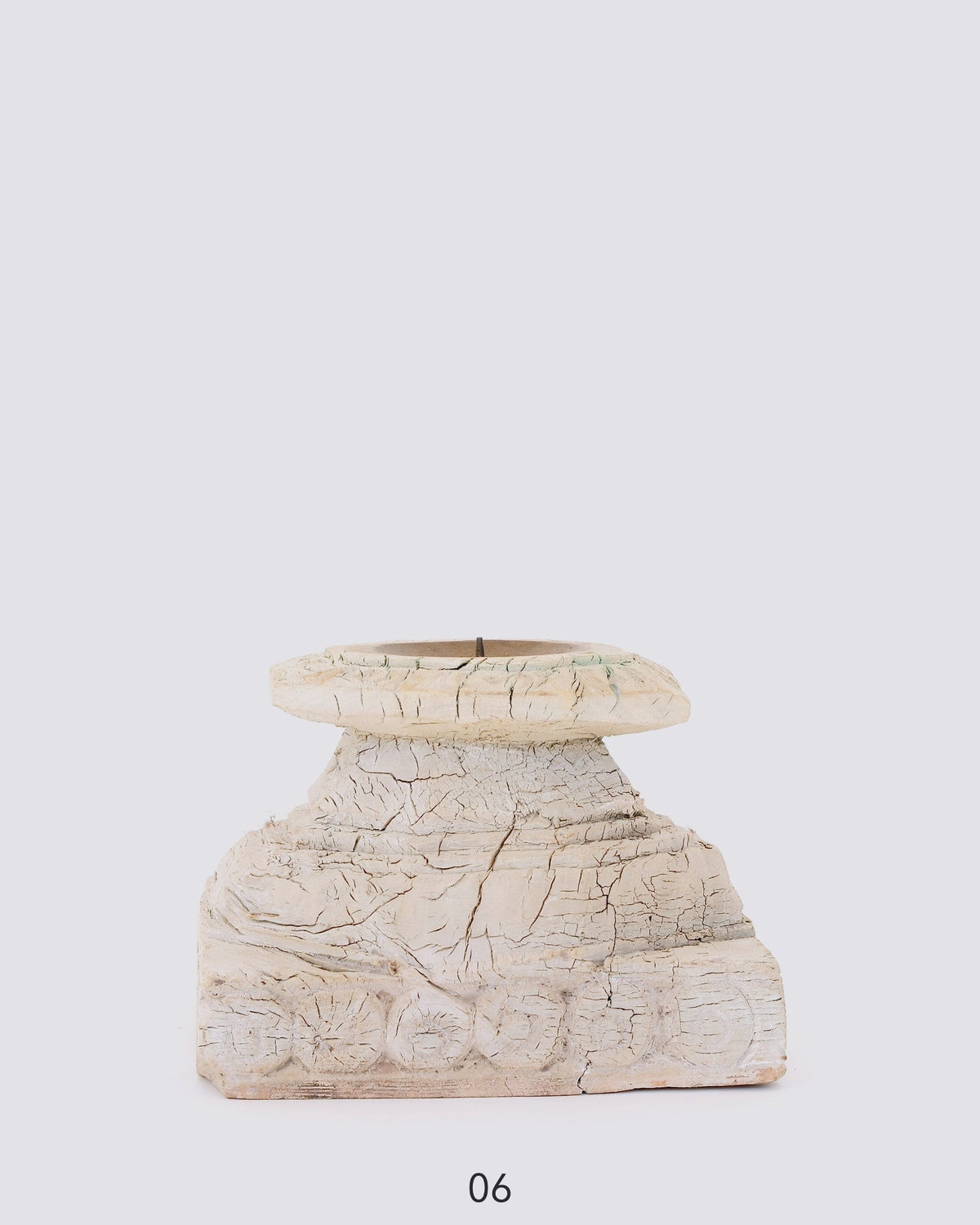 Wood Candle Stand — piece 06 (Bleach)