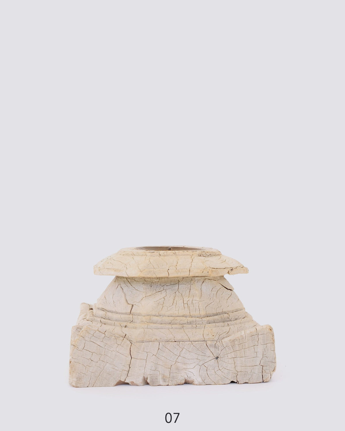 Wood Candle Stand — piece 07 (Bleach)