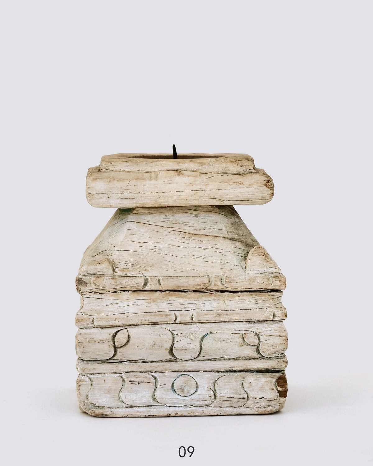 Wood Candle Stand — piece 09 (Bleach)