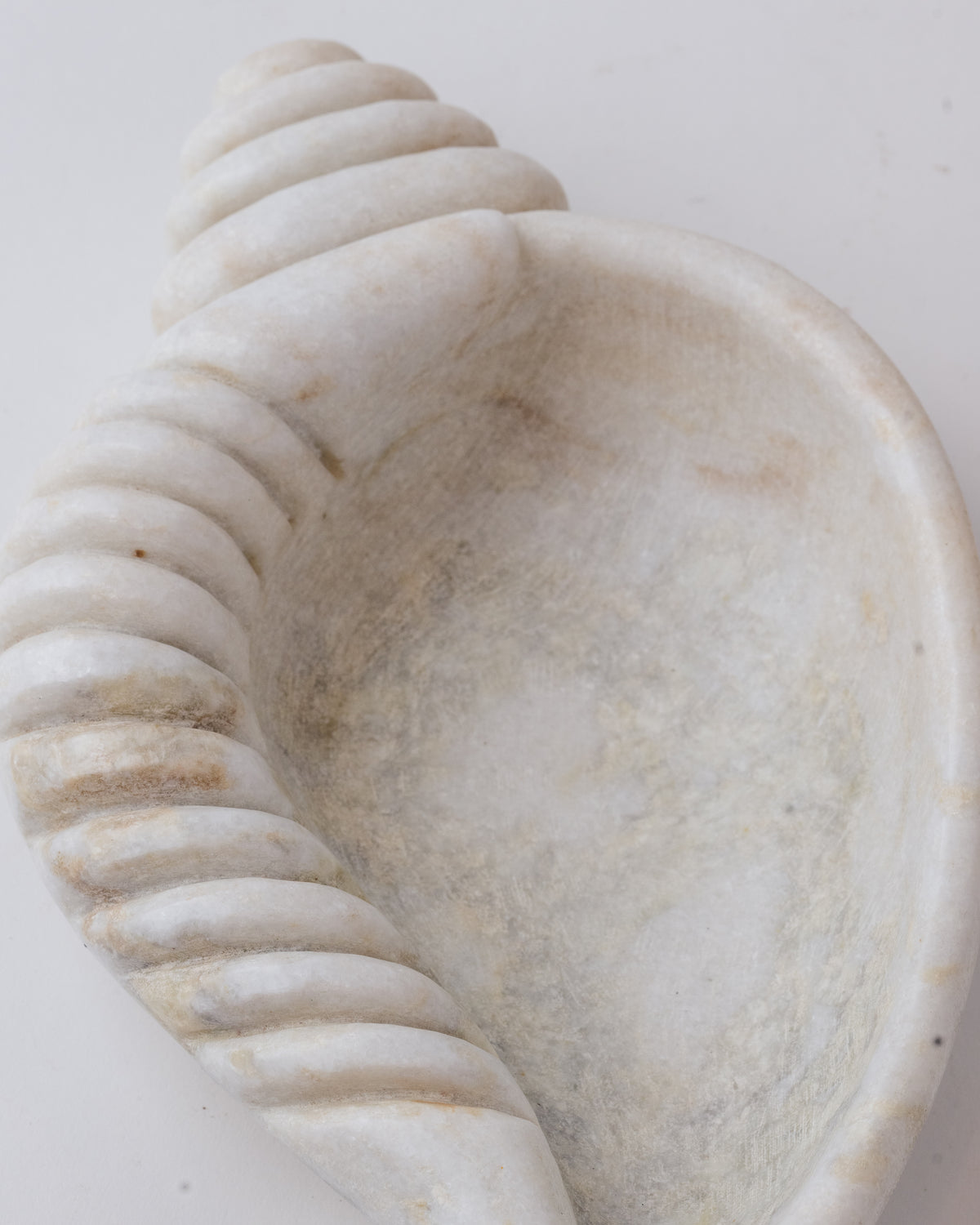 Hand-carved marble urli in a conch form — view 2